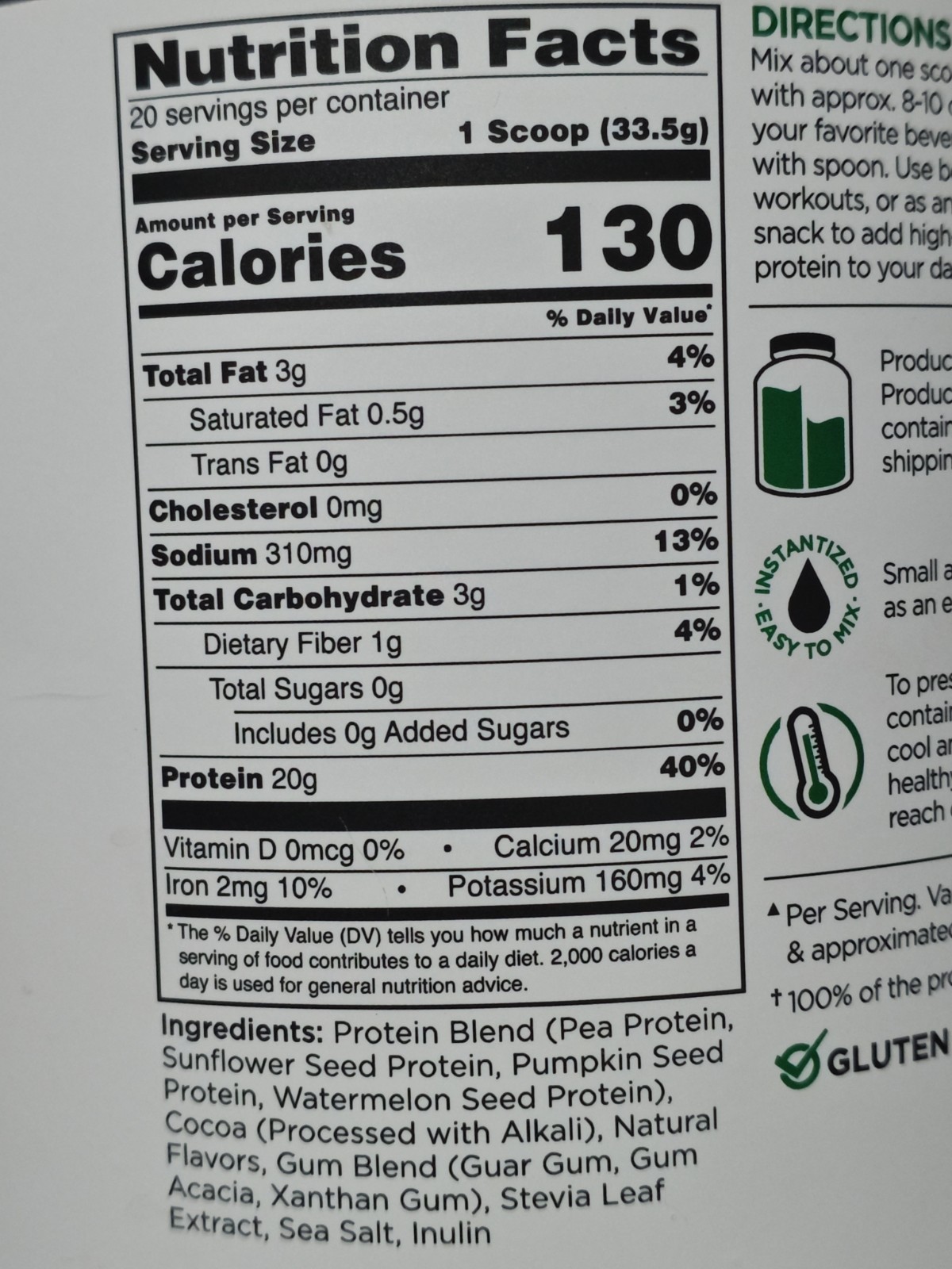 RULE ONE PROTEINS R1 PLANT PROTEIN 100% Plant Based Protein Chocolate 20 Serv