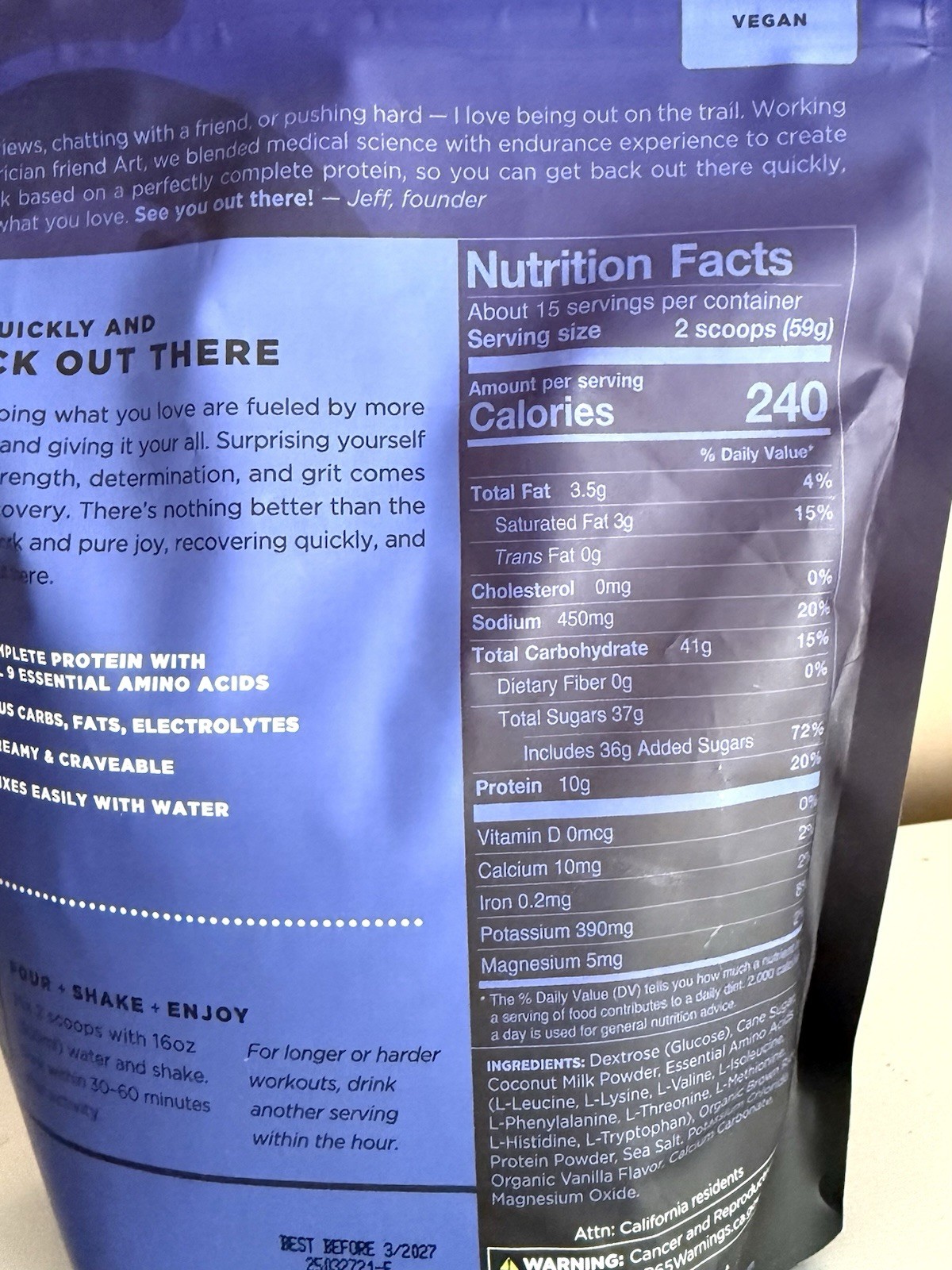 TAILWIND VANILLA RECOVERY MIX COMPLETE PROTEIN*CARBS*ELECTROLYTES (EXP 03/2027)