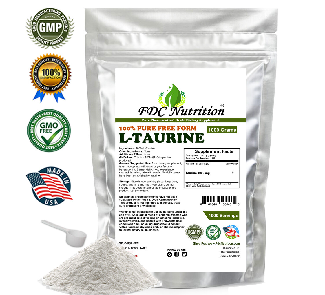 2.2lb (1000g) 100% PURE L-TAURINE AMINO ACID POWDER USP GRADE MUSCLE ENERGY