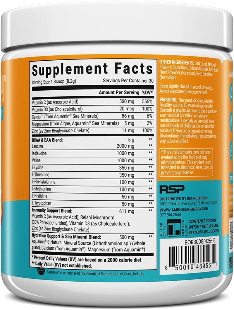 Aminolean Hydration + Amino Acids Recovery System – BCAA + Electrolytes Powder f