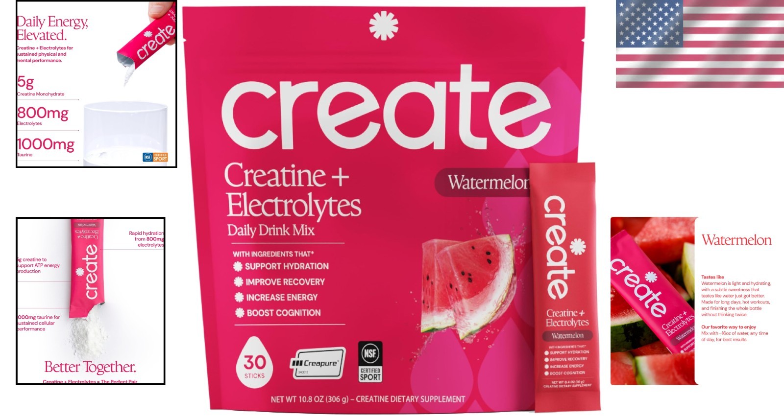 Daily Hydration Mix with Creatine & Electrolytes – Keto-Friendly Watermelon