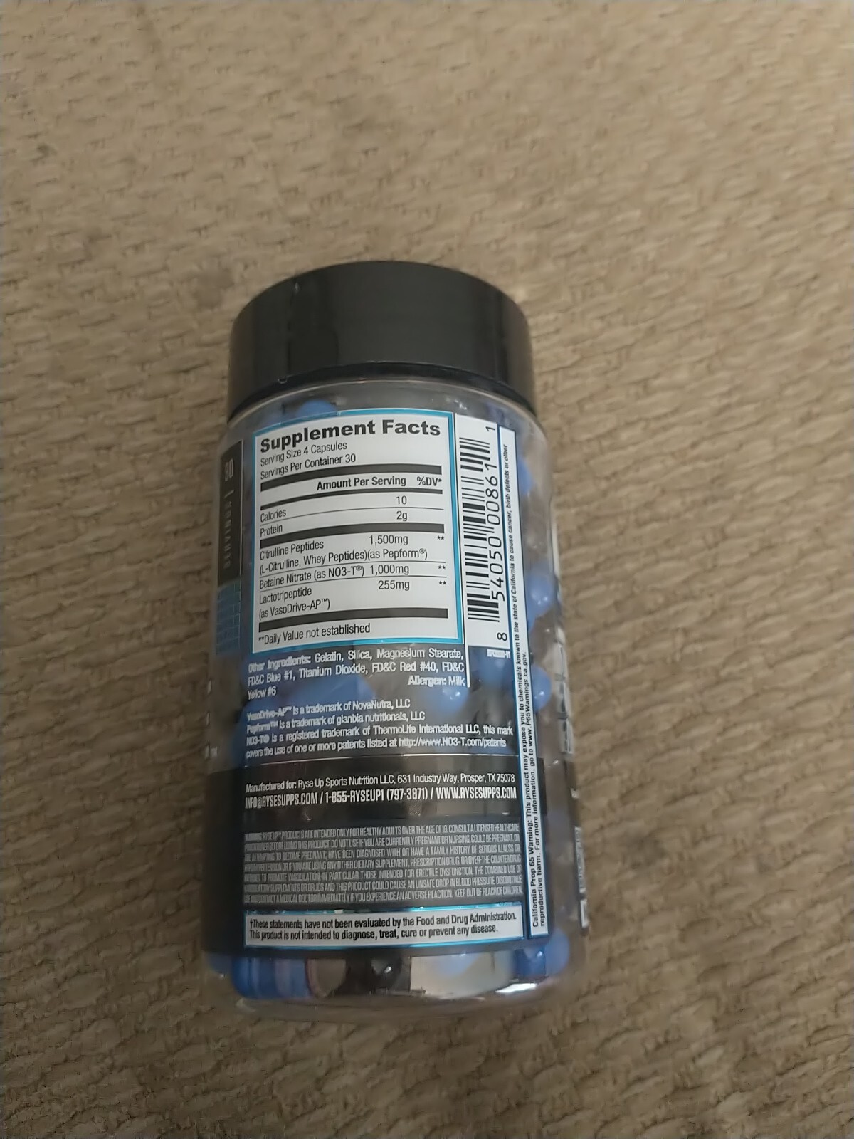 RYSE Supplements Project: Blackout Pump Cap Max, 30 Servings, 120 Capsules, New
