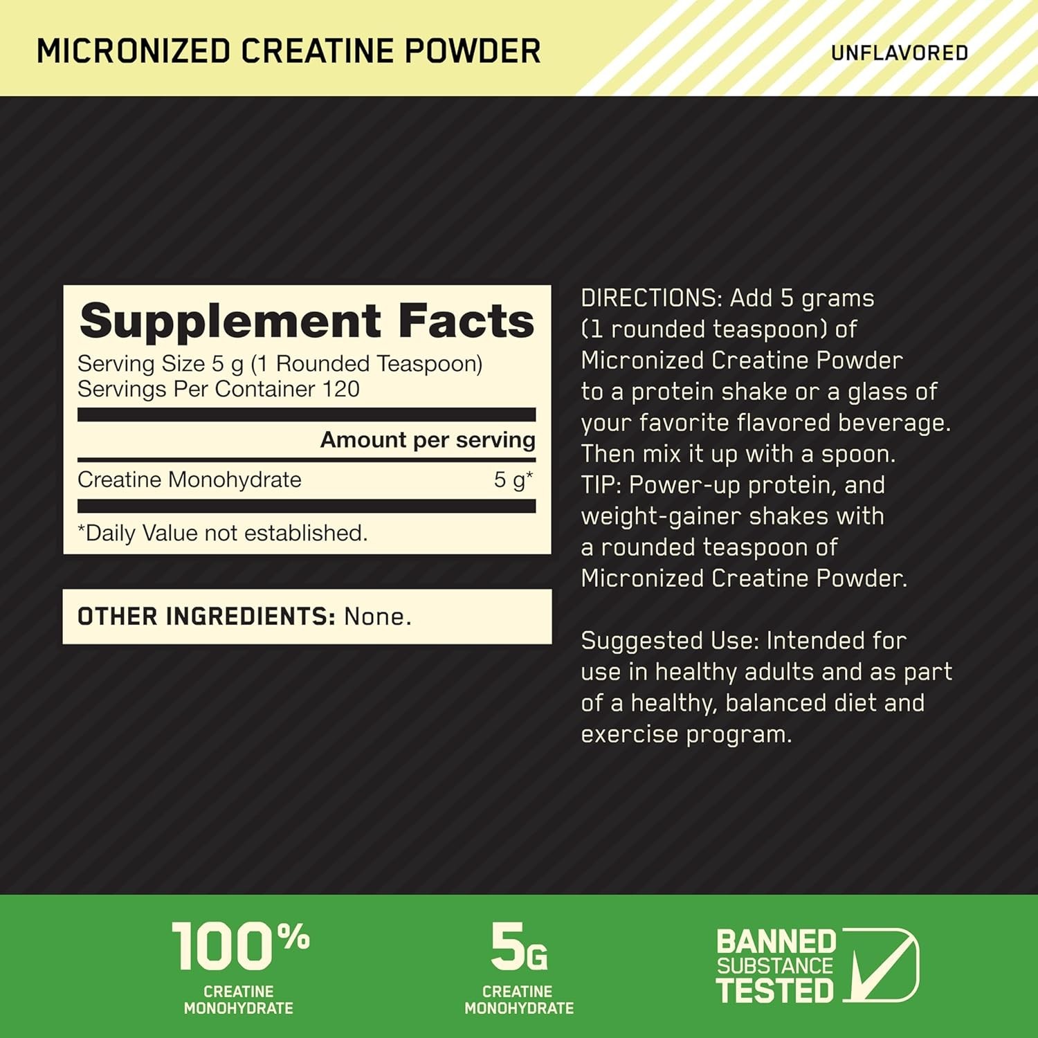 Keto Friendly Micronized Creatine Monohydrate Powder – 120 Servings Unflavored