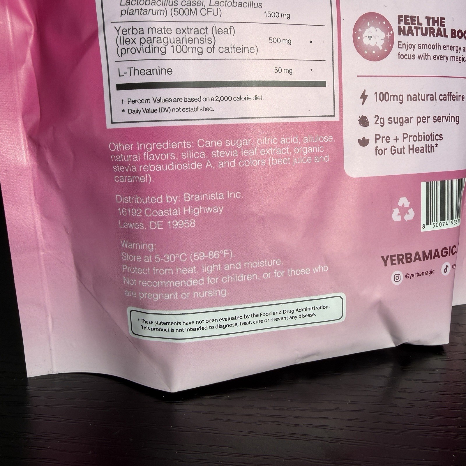 Yerba Magic Pink Potion Drink Mix Powder 20 Sticks 4.37 oz Pre/Probiotics