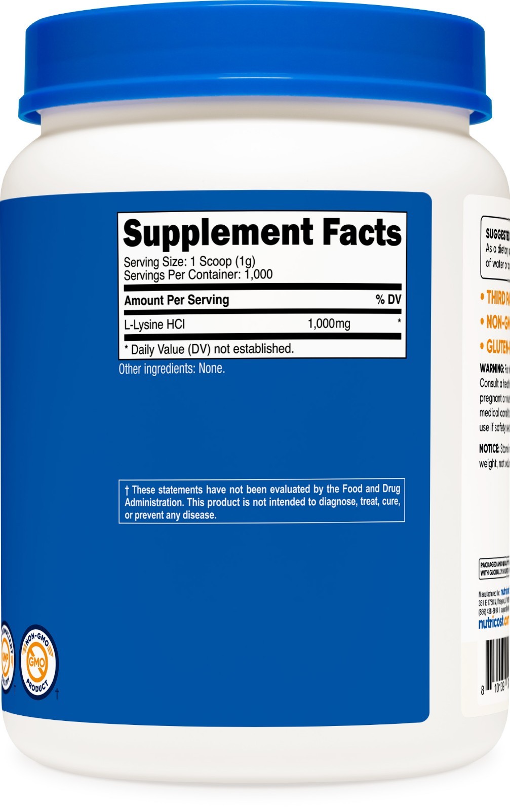 Nutricost L-Lysine Powder 1KG (2.2lbs) – Pure L-Lysine, Non-GMO, Gluten Free