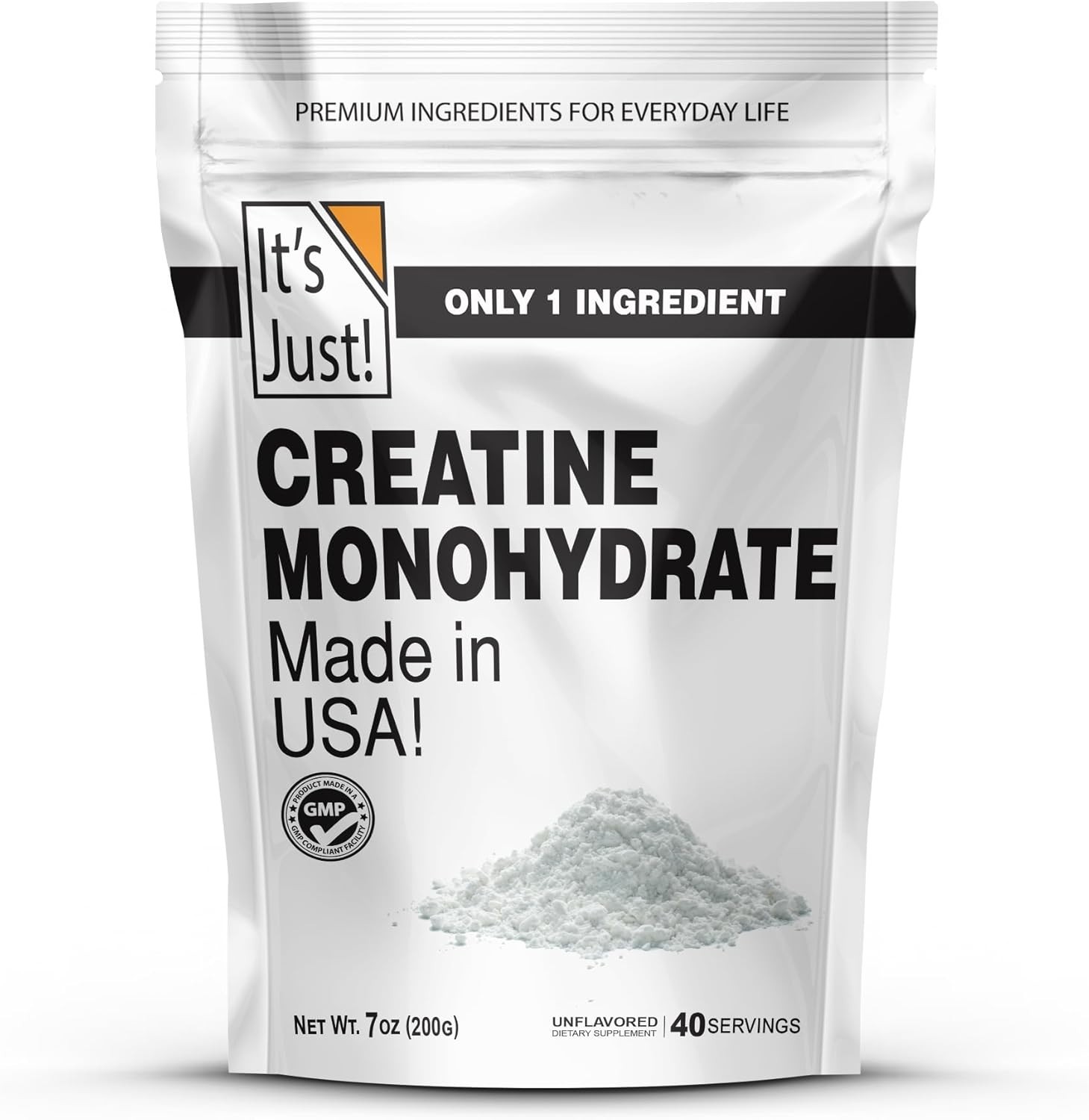 Unflavored Creatine Monohydrate, 200g – 3rd Party Tested, 100 servings Included