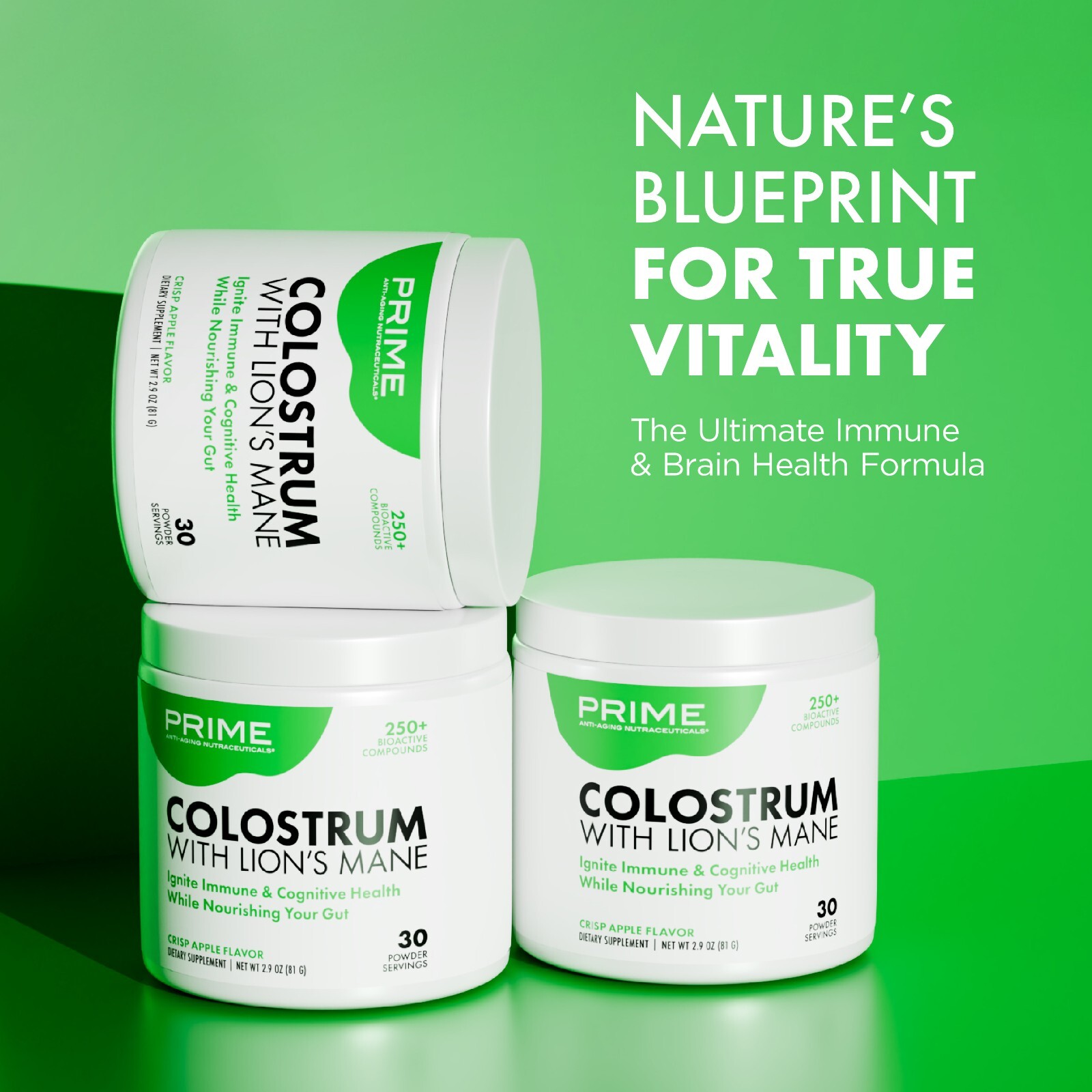 Prime™ Colostrum with Lion’s Mane | Immune & Brain Support | 30 Servings