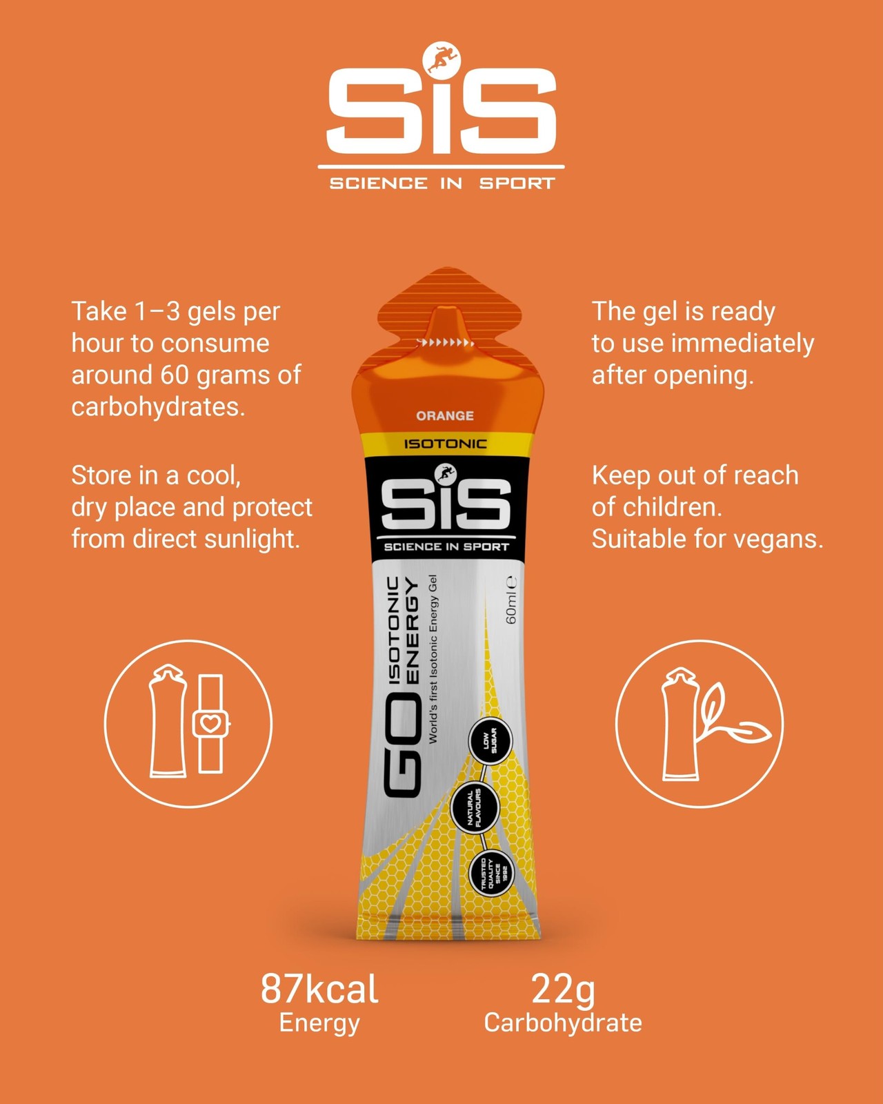 Science in Sport GO Isotonic Energy Gel – 60 Fl Oz (Pack of 1), Orange
