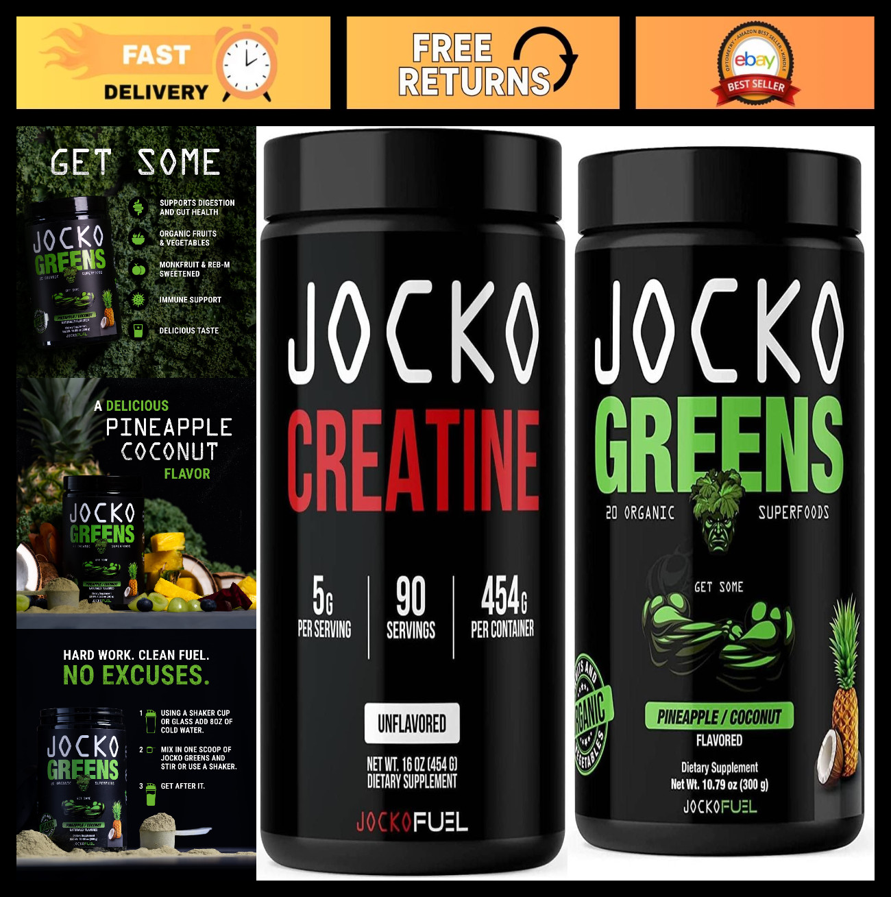 Greens & Superfood Powder + Creatine Bundle – Energy Boost, Muscle Support, Vega