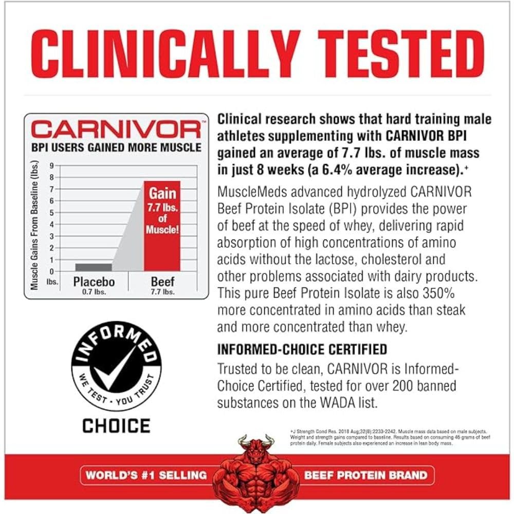 MuscleMeds Carnivor Shred Fat Burning Hydrolized Beef Protein Isolate, 0 Lactose