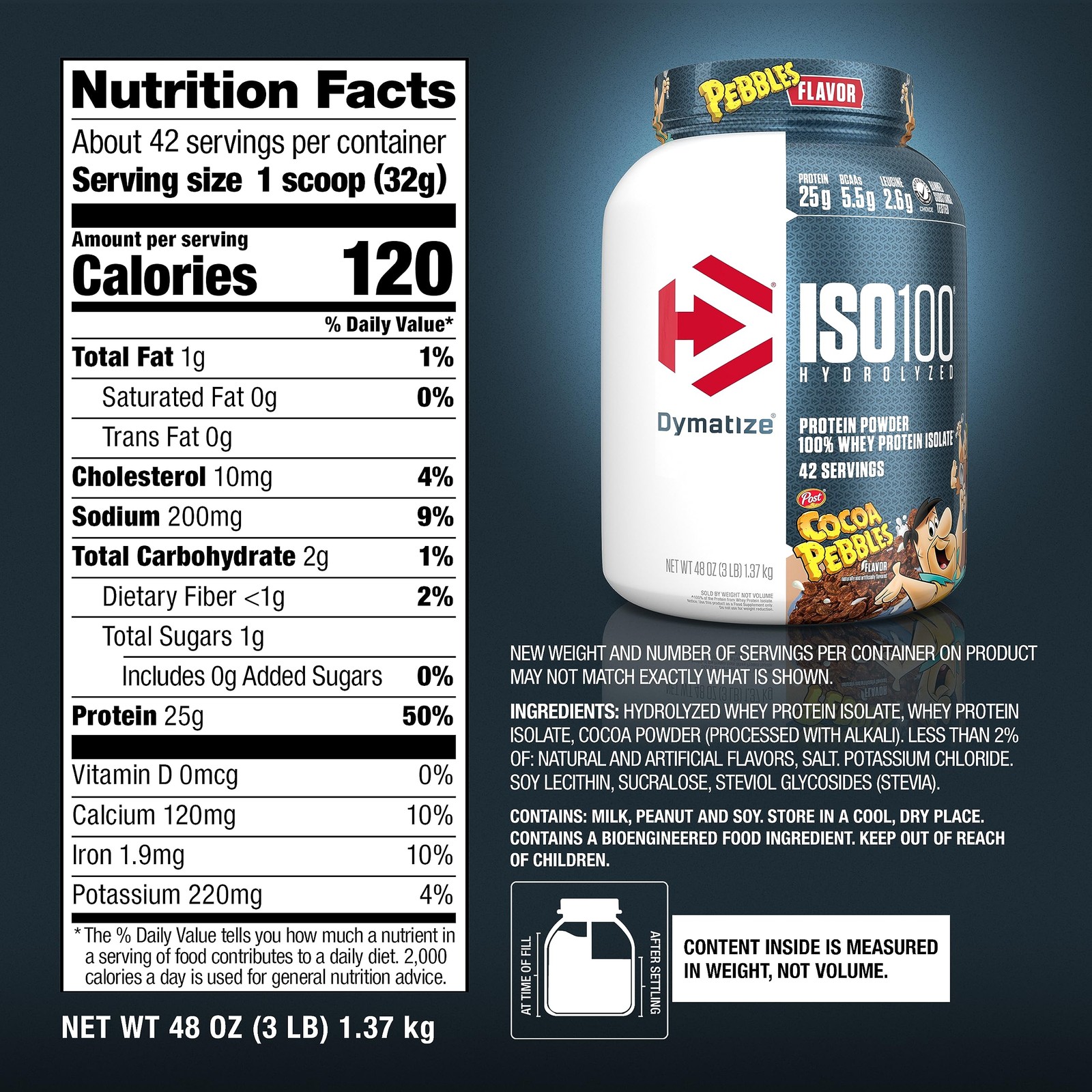 Dymatize Cocoa Pebbles ISO100 Whey Protein 25g Protein 42 Servings