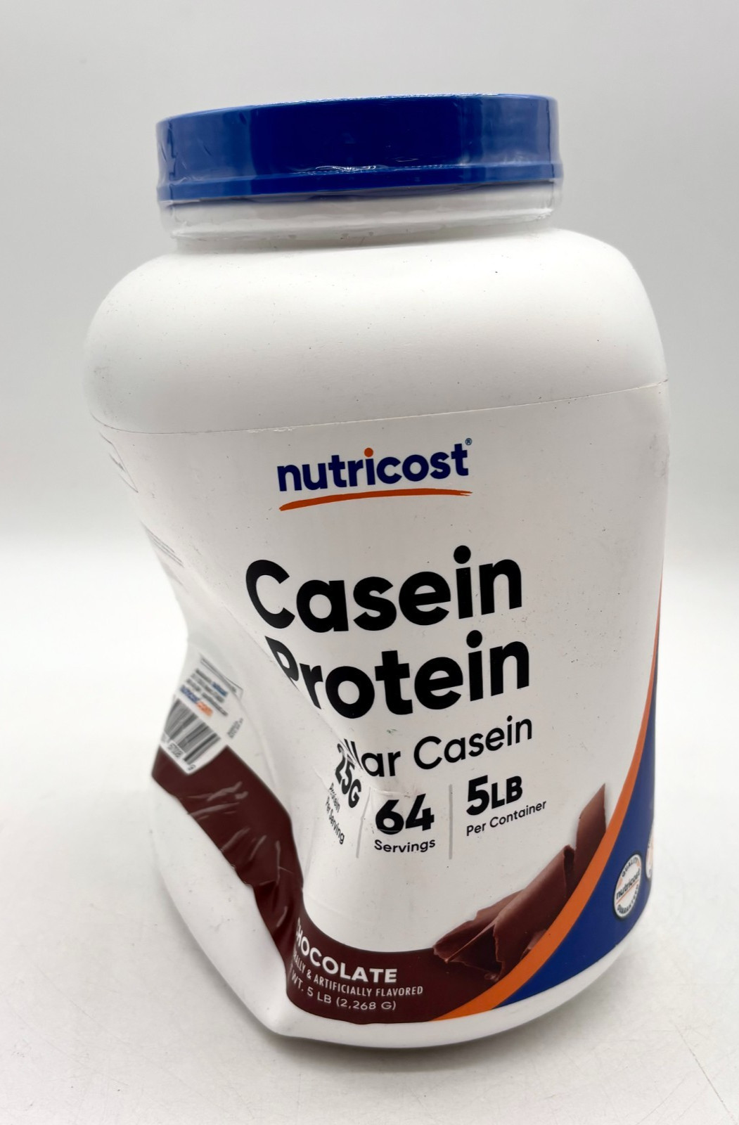 Nutricost 64 Servings Casein Protein Chocolate Flavor (5 Lbs) Box Damage