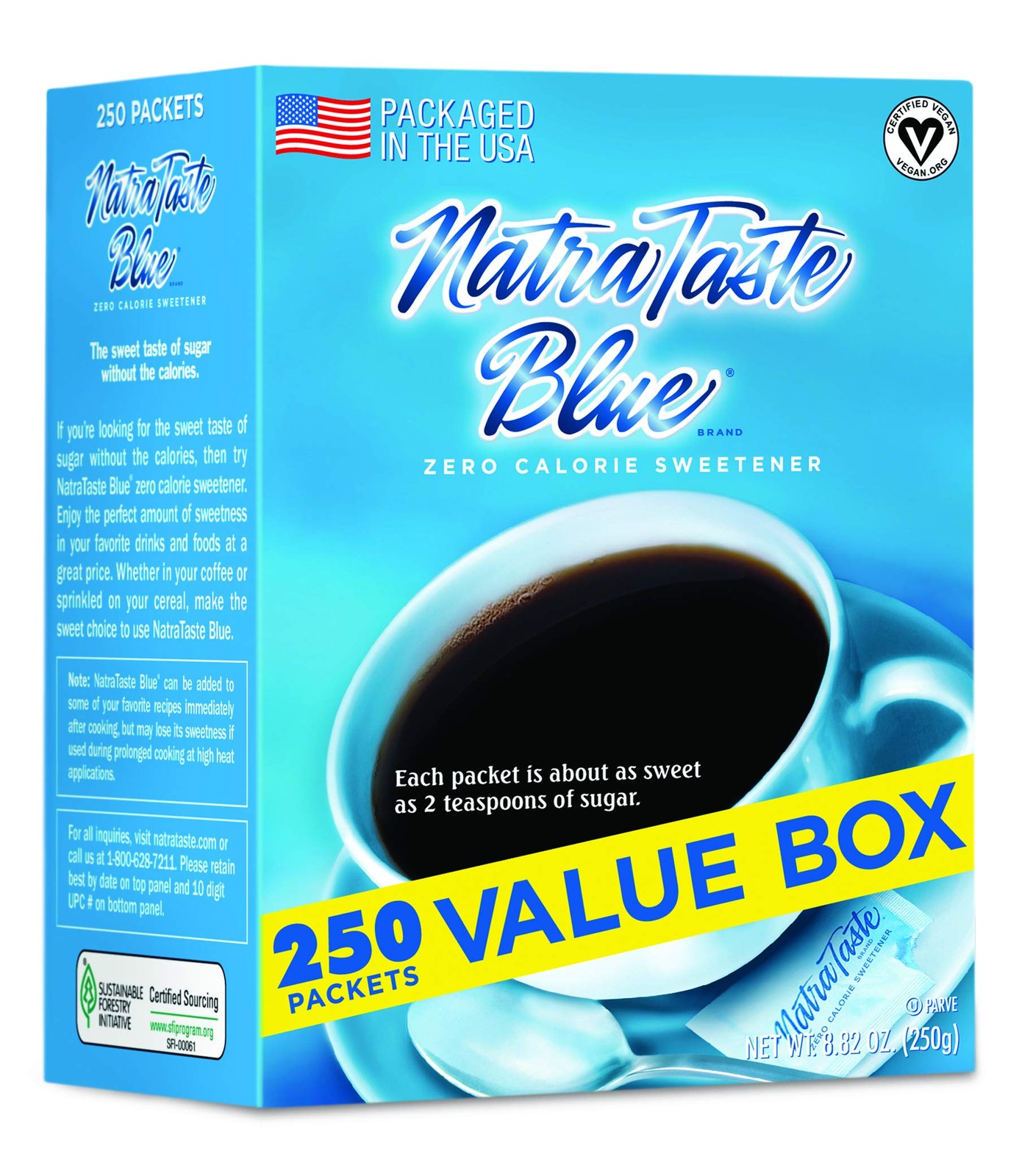 NatraTaste Blue Zero Calorie Sweetener, Bulk Sugar 8.82 Ounce (Pack of 8)
