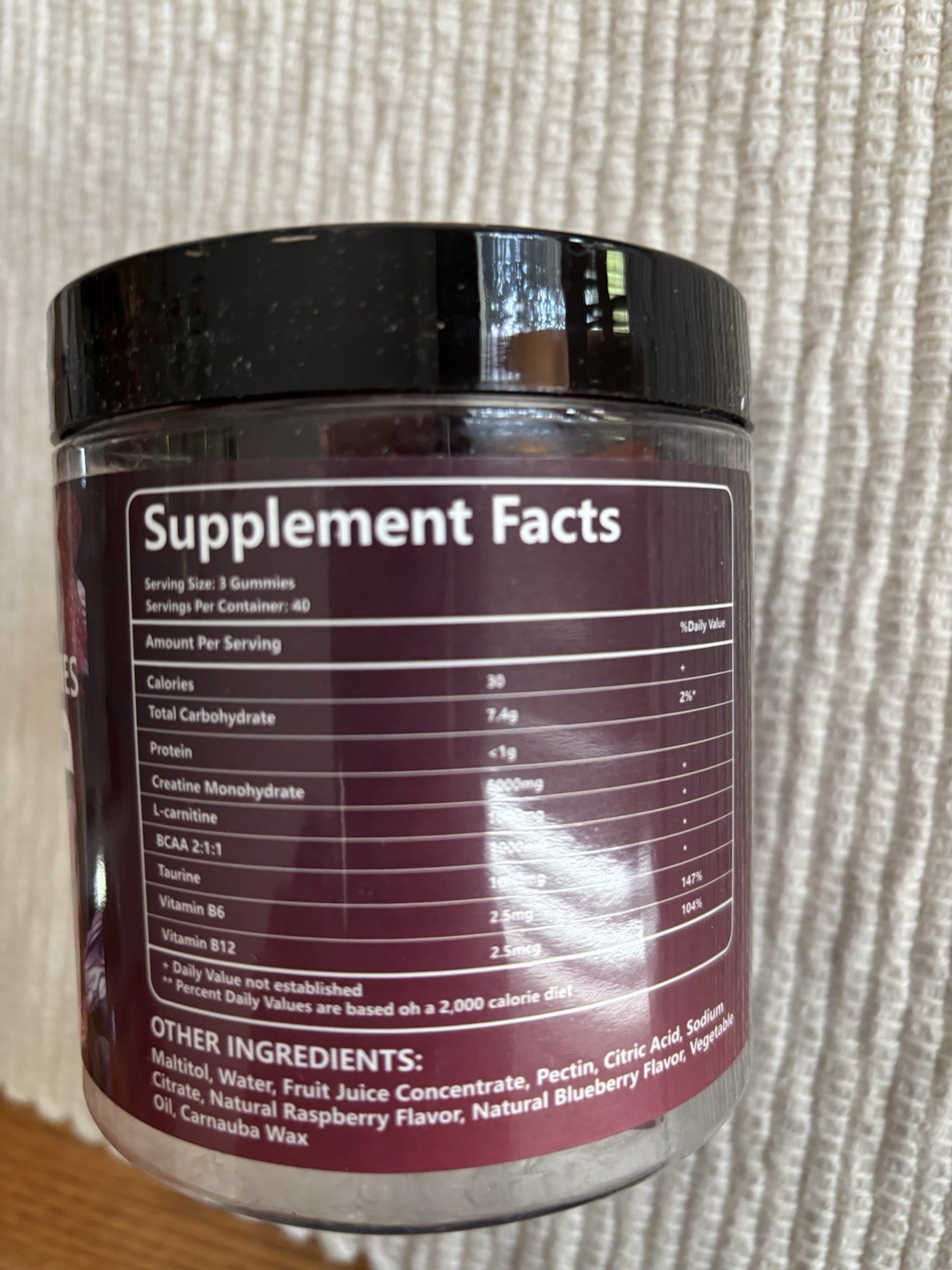 Crasye Creatine Monohydrate Gummies Sugar-Free Vegan Blueberry & Raspberry 120
