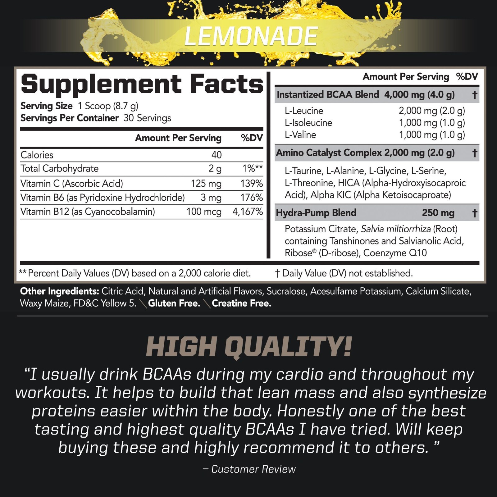 PMD BCAA Stim-Free Amino Acids for Performance & Recovery – Lemonade (30 Serve)