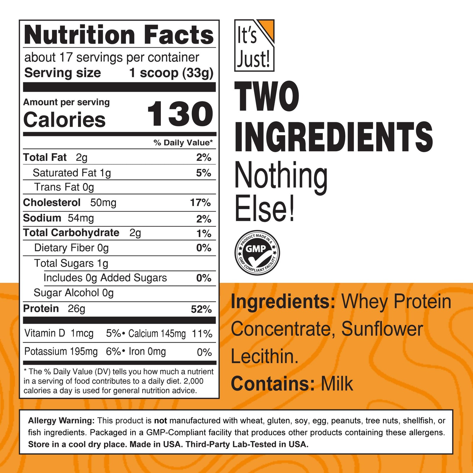 It’s Just – 100% Whey Protein Concentrate Made in USA rBGH/RBST Hormone Free …