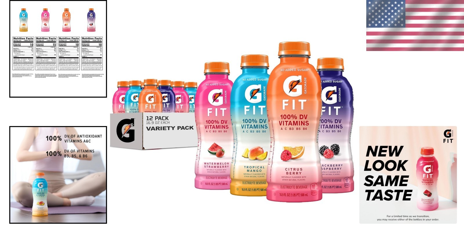 Healthy Hydration Gatorade Fit 16.9oz Bottles – 12 Pack with No Added Sugar