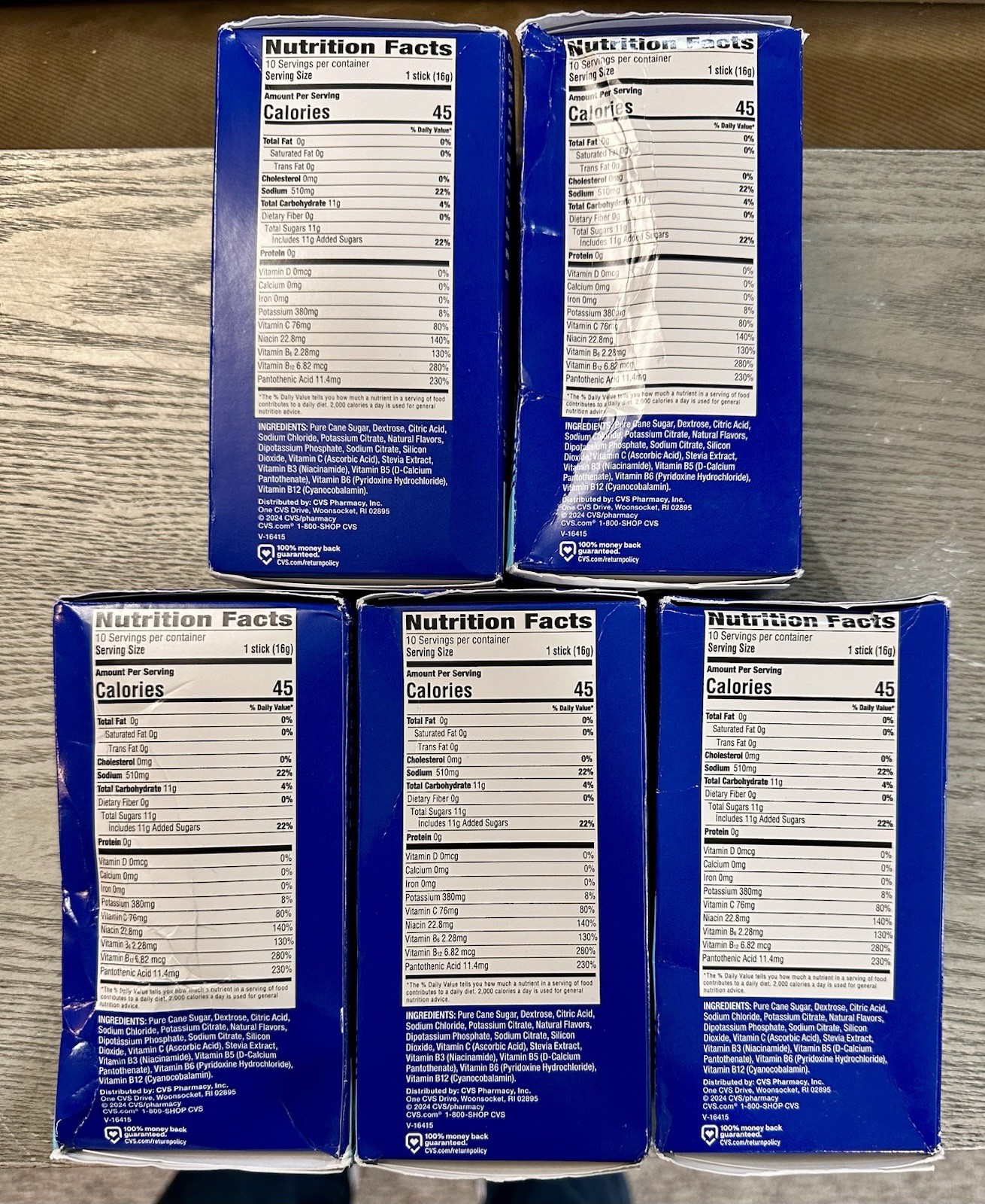 5 BOXES CVS Rapid Hydration Electrolyte Drink Mix 10 Stick Pack NEW! 5.64 Oz