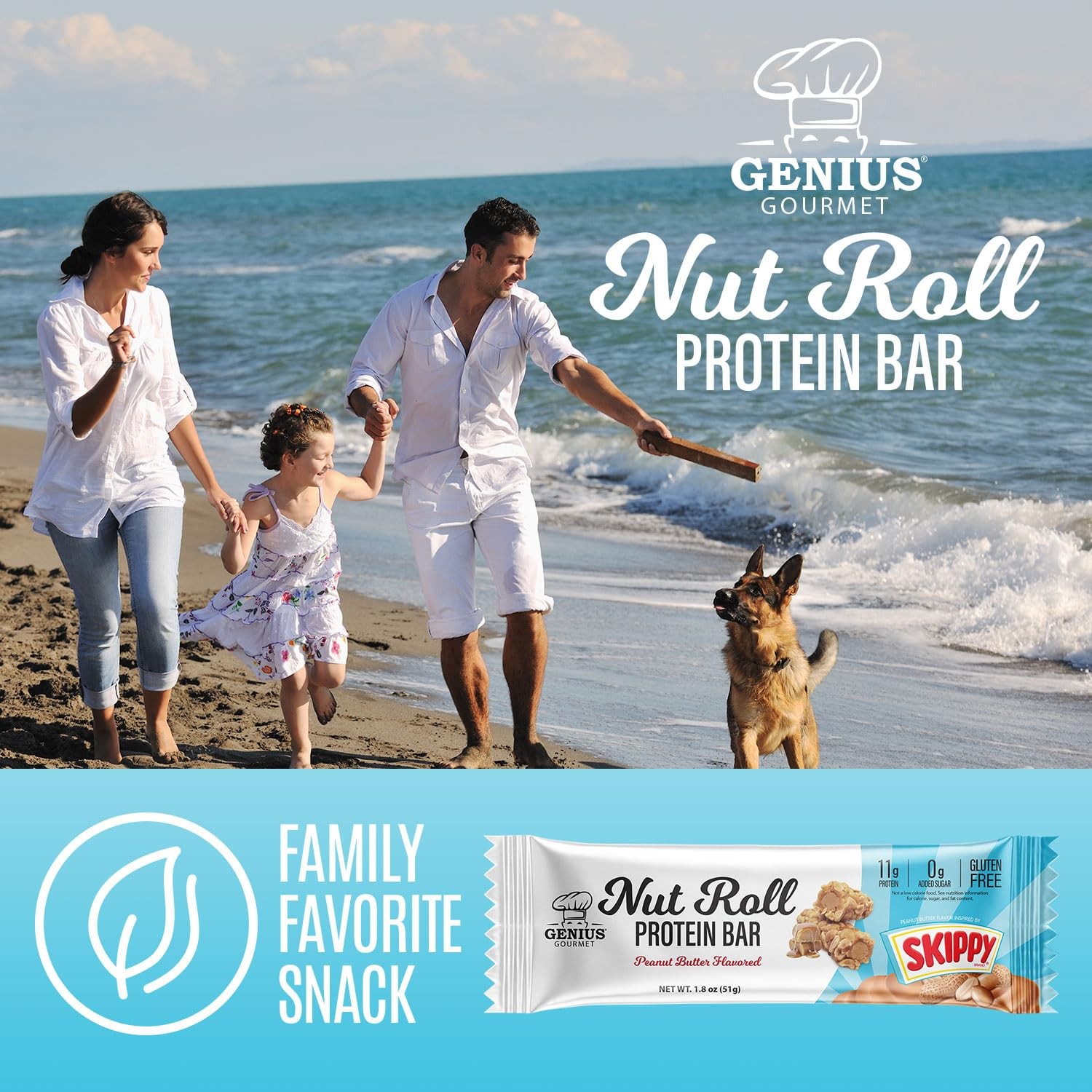 SKIPPY Peanut Butter Inspired Protein Bar, 11g Protein, 0g Sugar, Gluten-Free