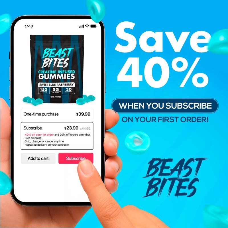 Creatine Infused Gummies – Beast Bites Madewith Creapure&NSF Certified for Sport
