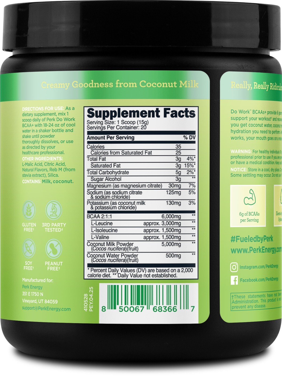 Perk BCAA + Hydration Electrolytes Powder (Mojito Lime Creme) – Naturally Sweet