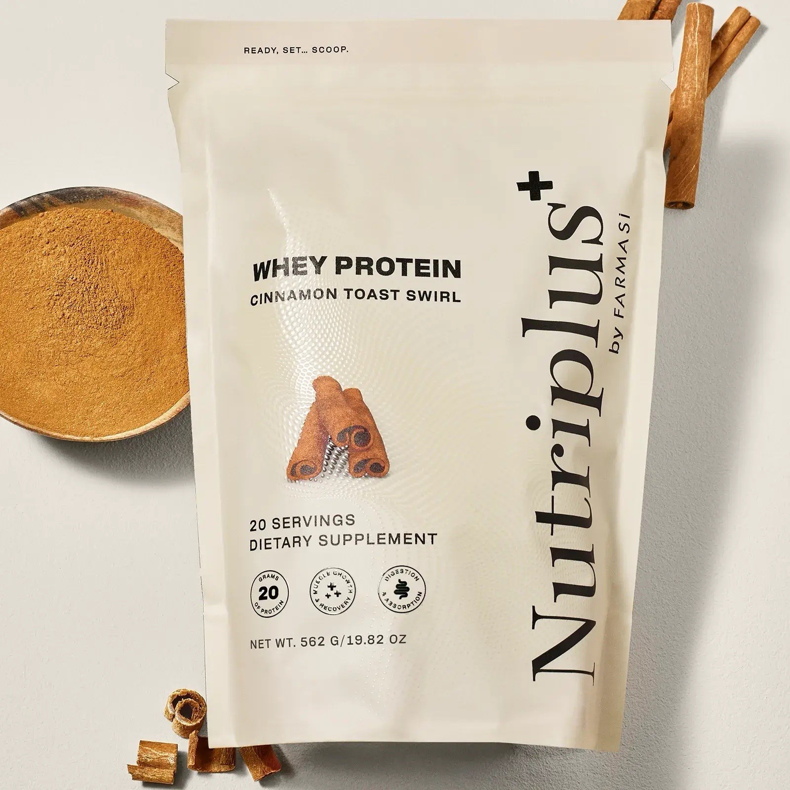 Nutriplus+ Whey Protein Powder Cinnamon Toast Swirl 20g Protein 20 Servings