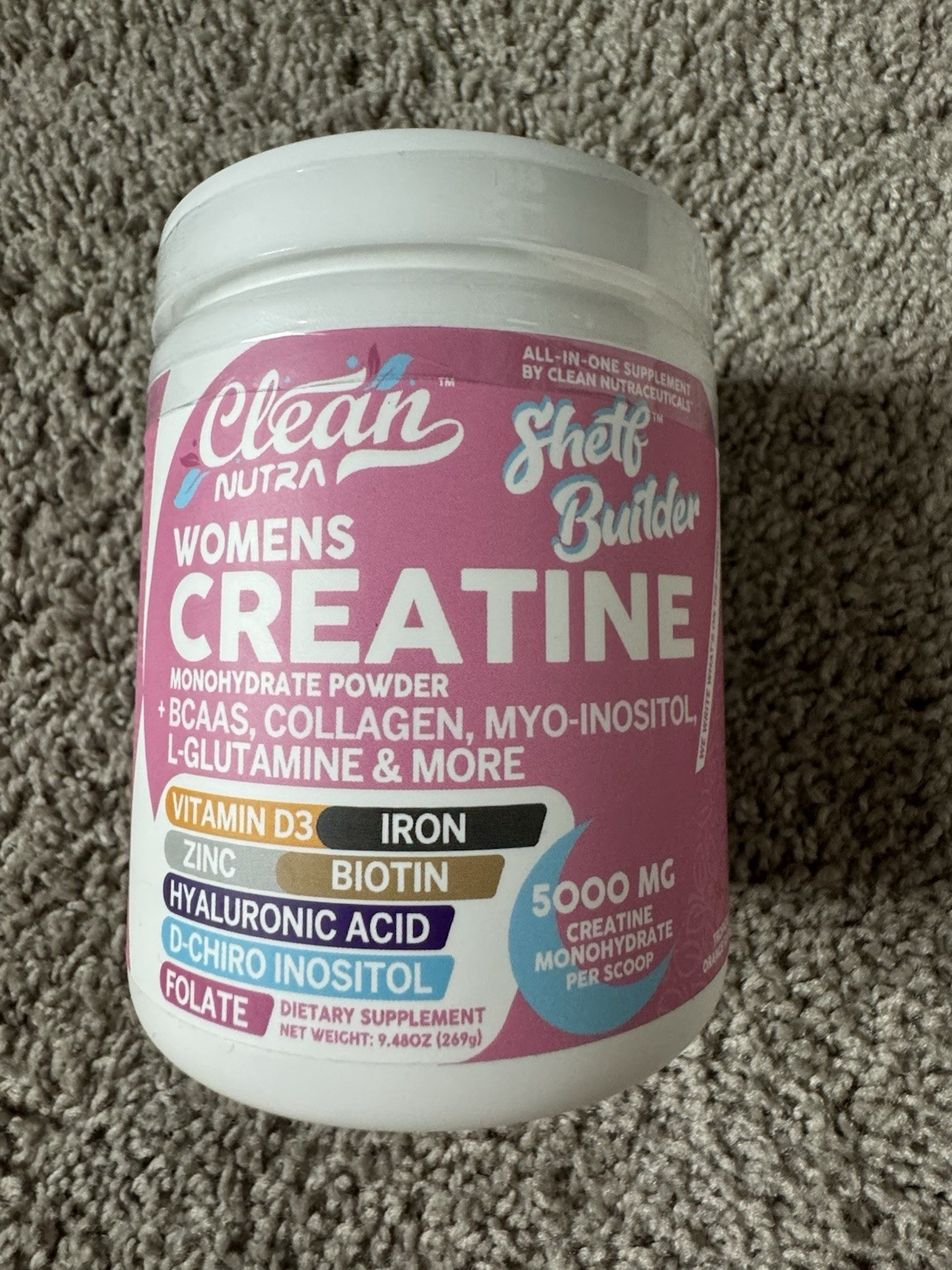 Clean Nutra Creatine Monohydrate Powder 5000mg Women BCAA Collagen 9.48oz