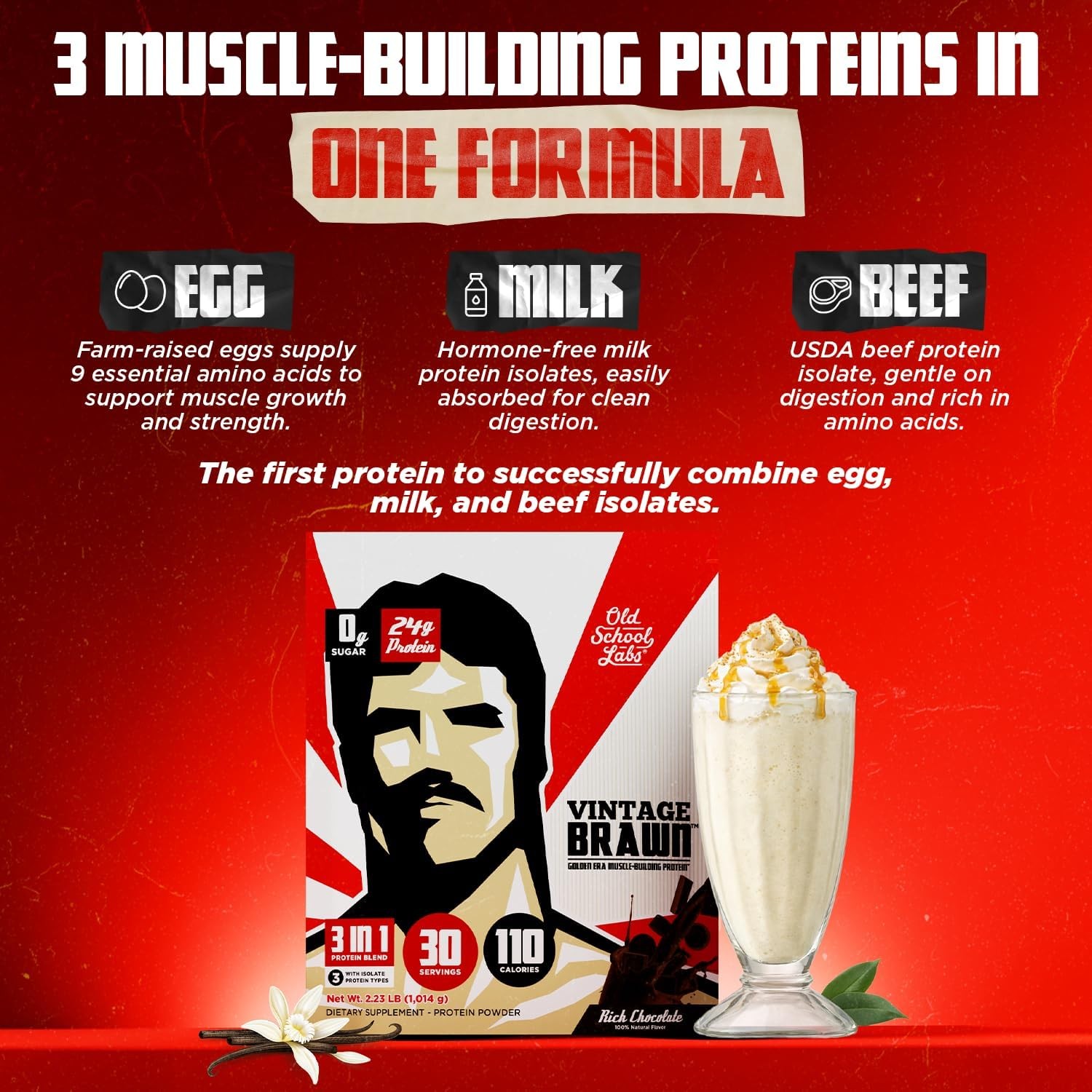 Three-Source Isolate Blend Protein Powder: 24g Protein, 0g Sugar, Egg/Milk/Beef