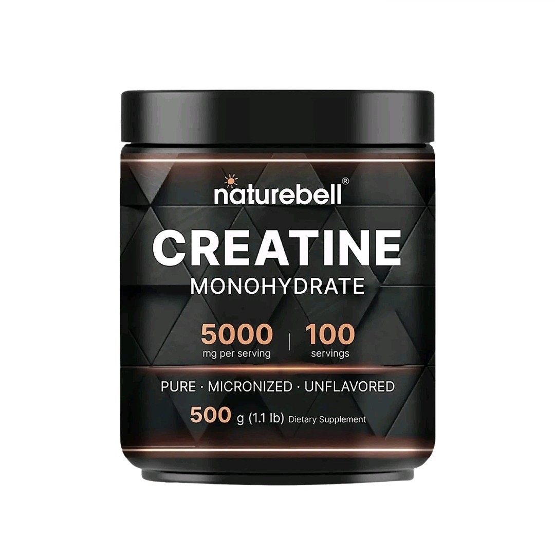 NatureBell Creatine Monohydrate Powder Unflavored 500 Grams 5000mg 100 Servi…