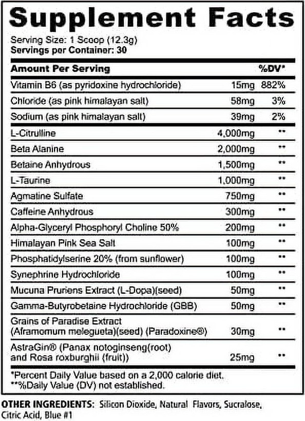 Panda Supplements FIERCE Pre-Workout Energy & Focus 30 Servings (Panda’s Blood)