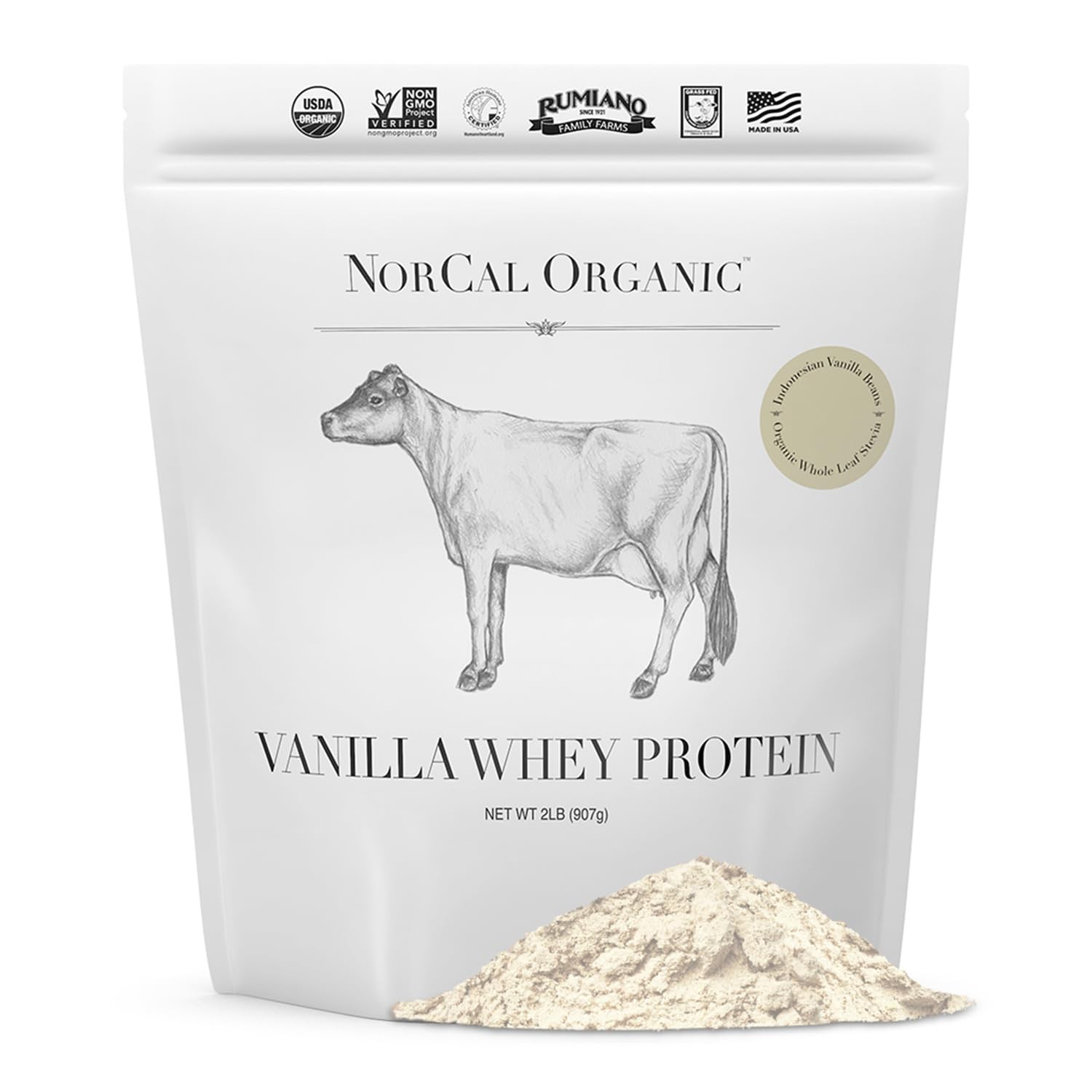 NorCal Organic Vanilla Whey Protein – 2lbs | Grass-Fed, Single-Origin Vanilla