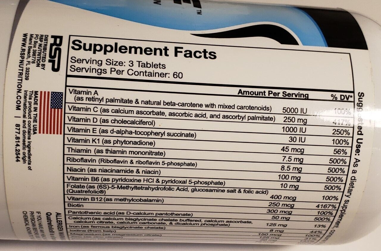 RSP – BIO VITE – Advanced Multi-Vitamin – 180 Tablets – Exp 11/2026