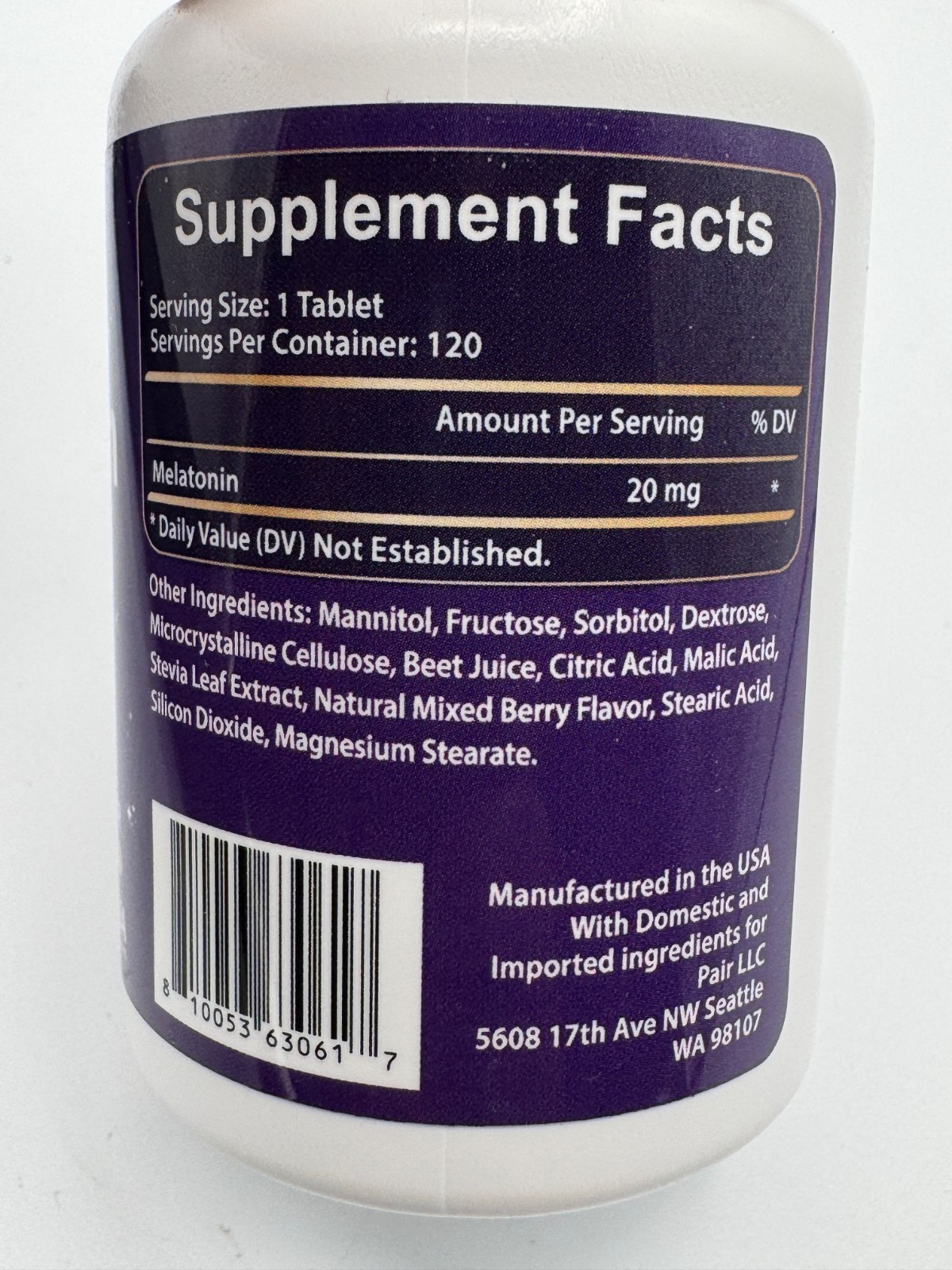 Vitboost Melatonin 20mg Fast Dissolve 120 Tablets Natural Berry Flavor New
