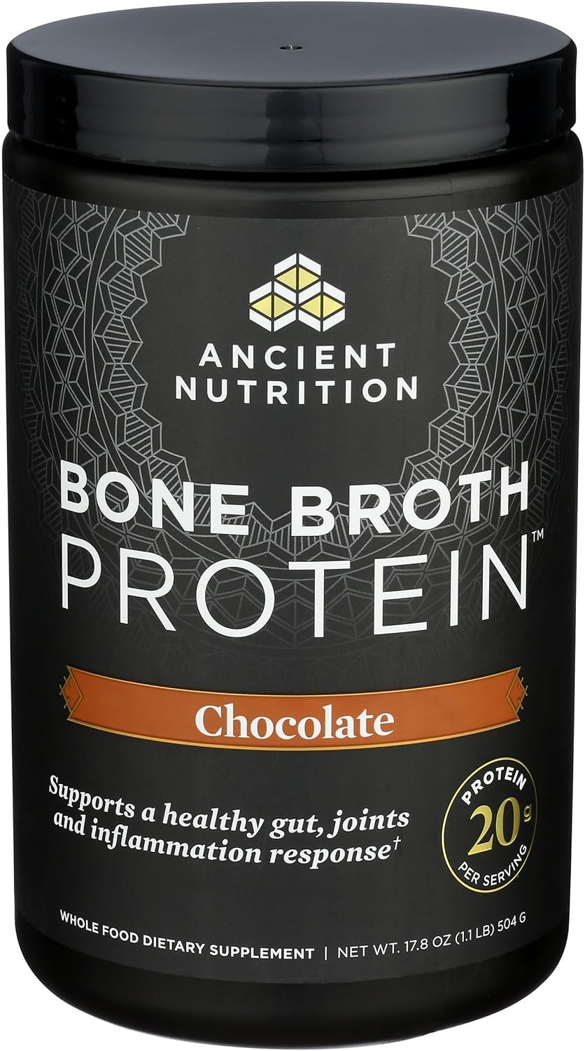 Ancient Nutrition Bone Broth Protein Powder Chocolate 20g Protein 20 Servings