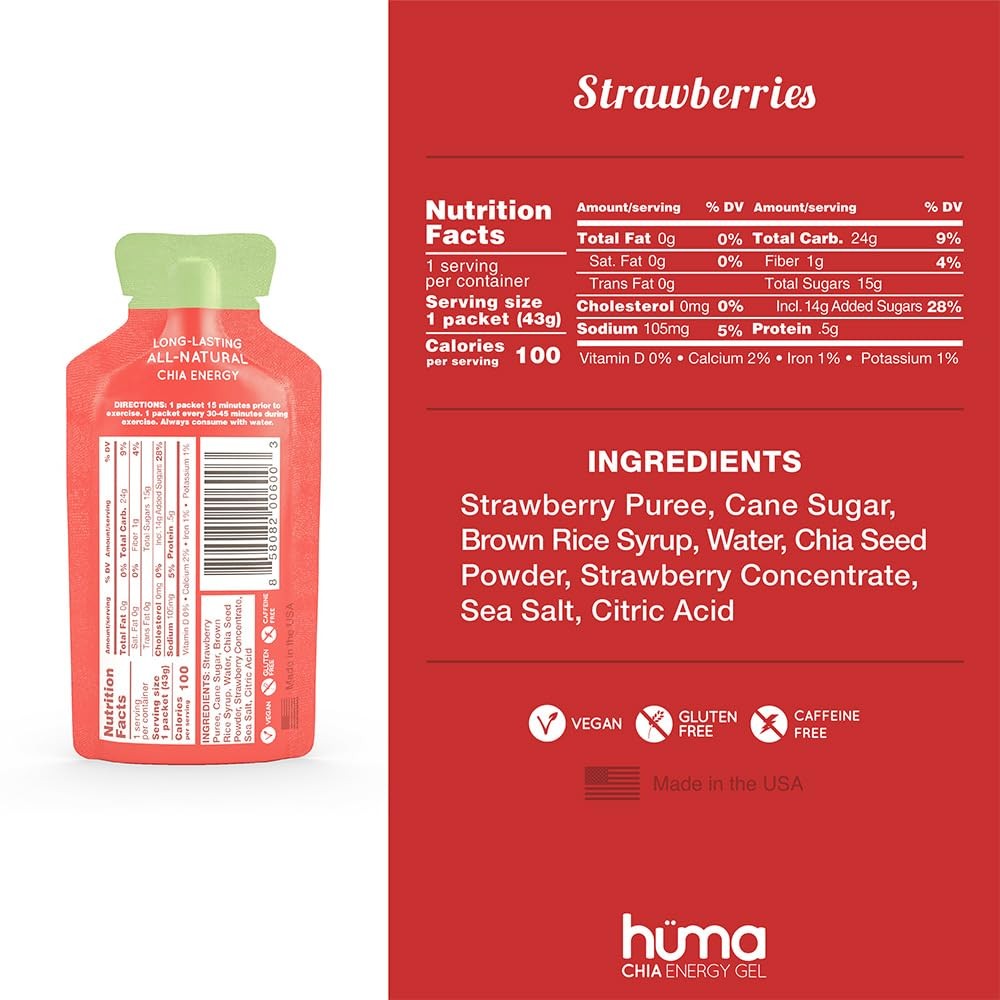 Huma Chia Energy Gel, Variety 12 Pack – 1.5 Ounce (Pack of 12),