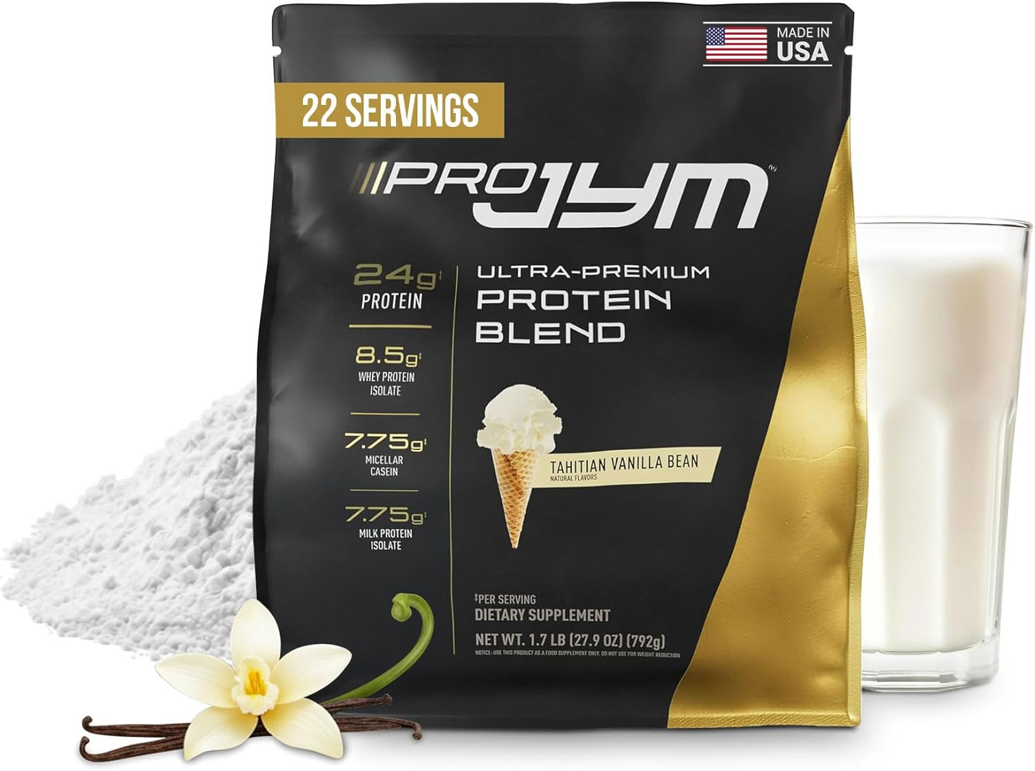 Pro JYM Tahitian Vanilla Protein Powder – Whey Protein Isolates, Casein, & Mi…