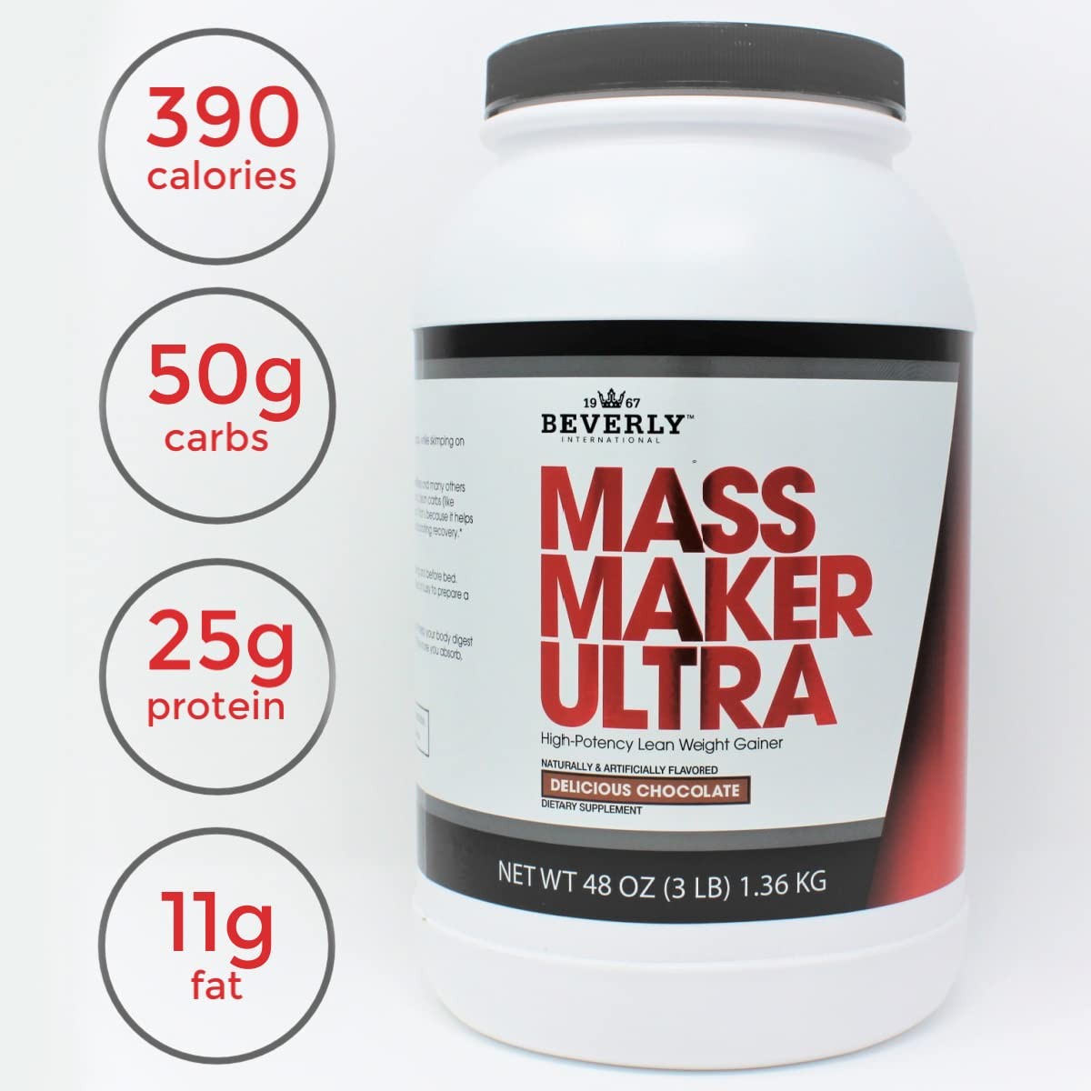 Beverly International Mass Maker Ultra Chocolate, 14 Servings, 3lb. Build Lea…