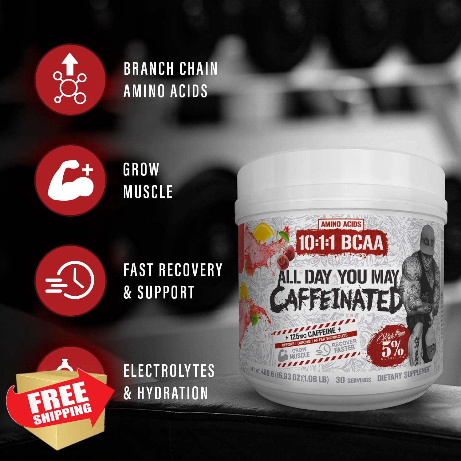 5% Nutrition Rich Piana BCAA Energy Southern Sweet Tea 30 Srvgs