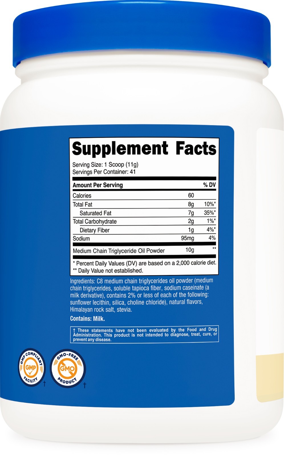 Nutricost C8 MCT Oil Powder 1LB (16oz) Vanilla Flavor – 95% C8 CMT Oil
