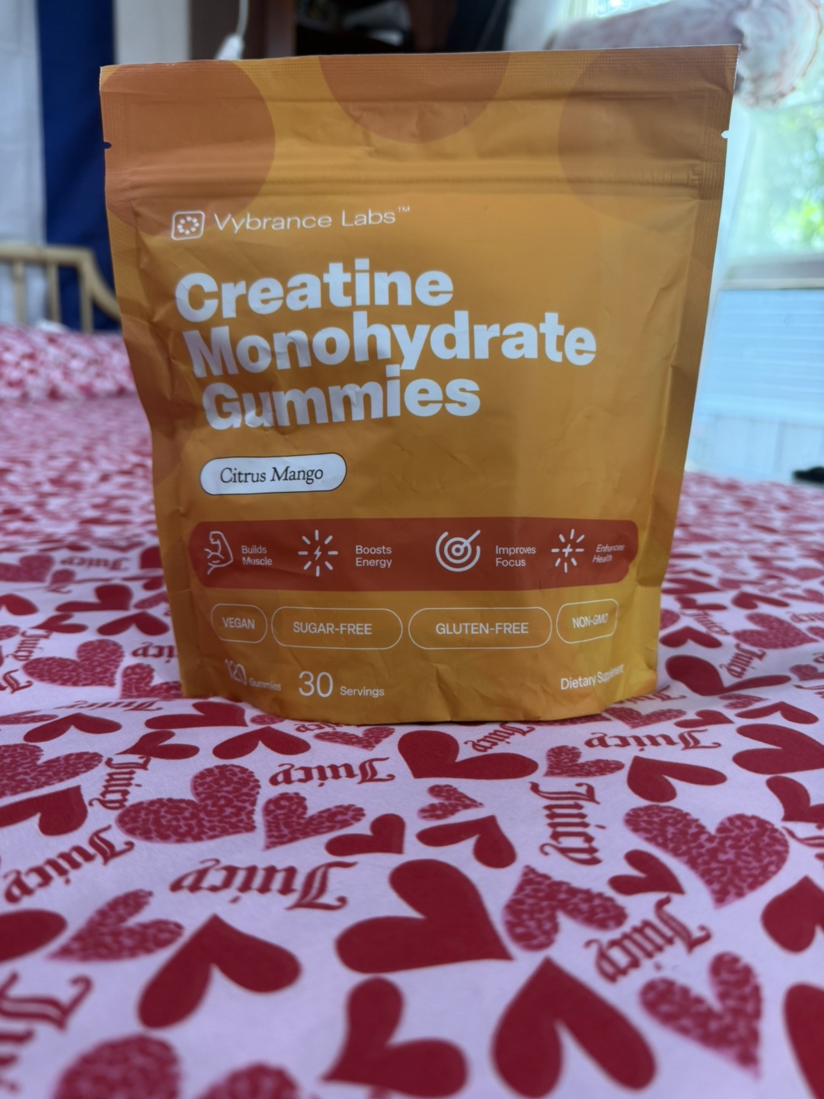 VYBRANCE LABS Creatine Monohydrate Gummies 5g + B12 Taurine Citrus Mango