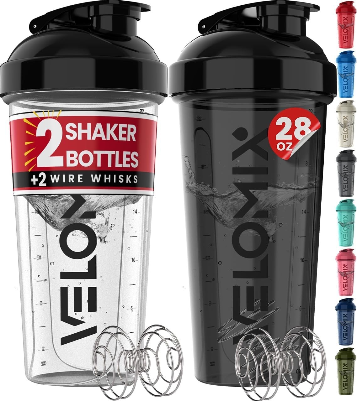 2 Pack 28oz Protein Shaker Bottle – Leakproof for Protein & Pre-Workout