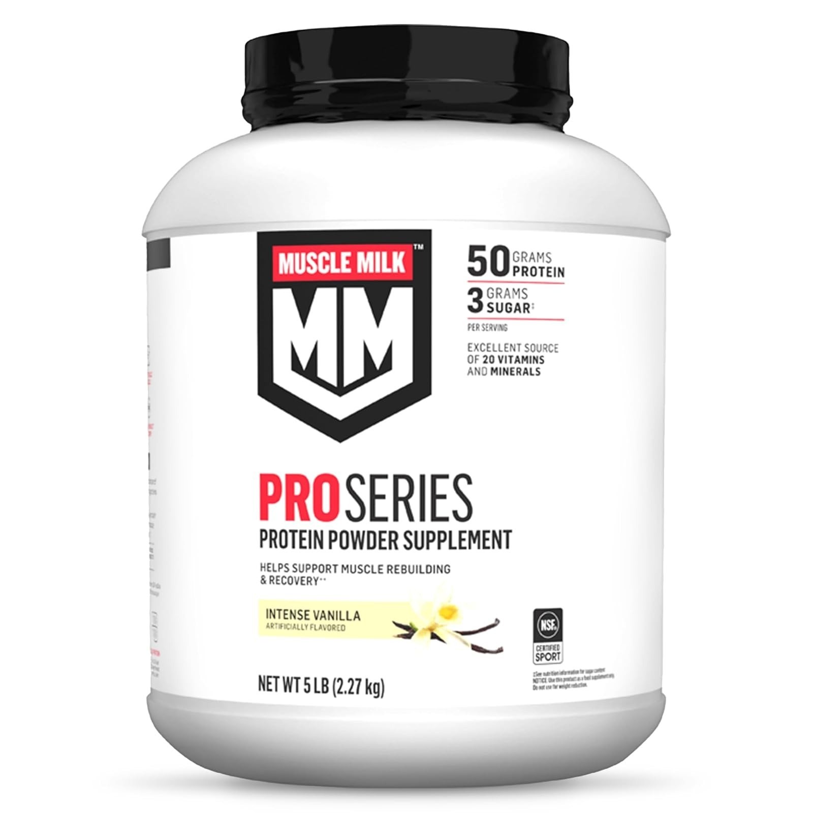 Muscle Milk Pro Series Protein Powder, Knockout Chocolate, 5 lb, 50g Protein