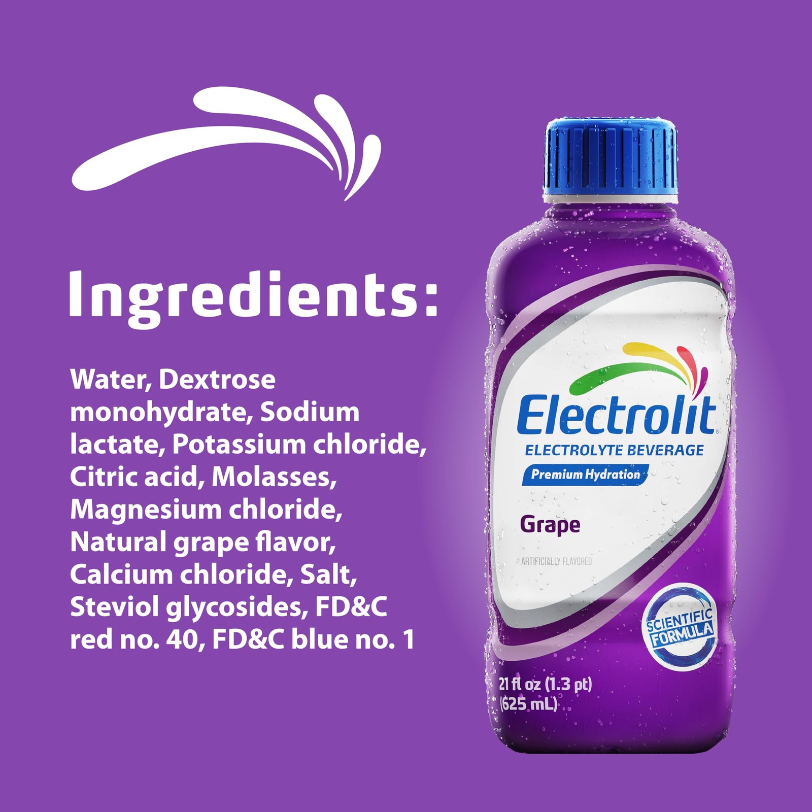 Electrolit, Electrolyte Beverage, Grape, 21 Fl 21 FL Oz (Pack of 12), Grape