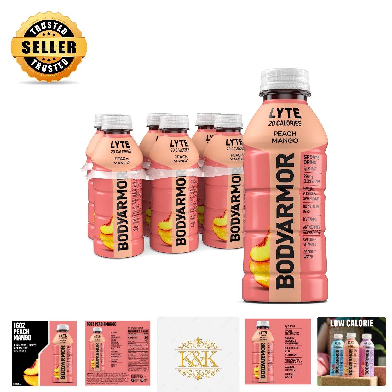Natural Lyte Sports Drink, Peach Mango Flavor – Hydration Without Guilt 6 Pack
