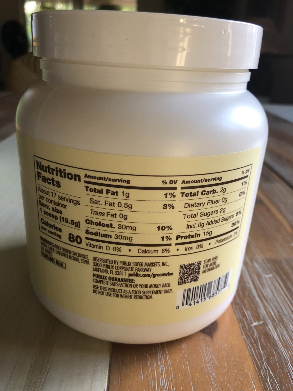 GreenWise Whey Protein Powder Vanilla Gluten Free 11.7 oz 15 g Protein Exp 11/27