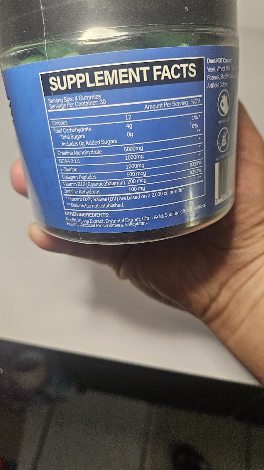 Creatine Monohydrate 5000 mg Gummies with Vitamin B12 & L-Taurine 120 Gummies