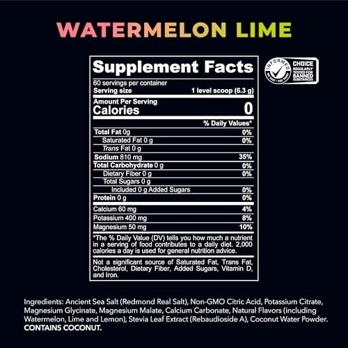 Electrolyte Powder Mix for Hydration – Watermelon Lime Flavor, 30 Servings