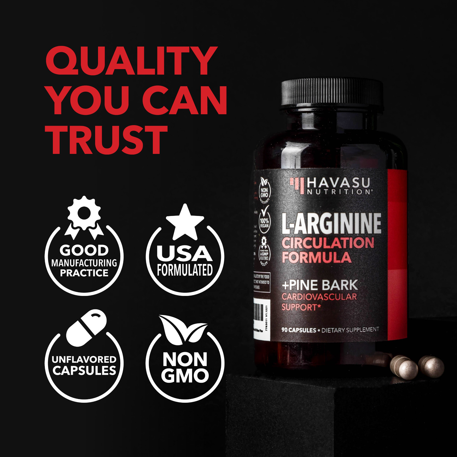 L Arginine French Pine Bark 1800mg L-Arginine Pills for Men Boost Circulation 90