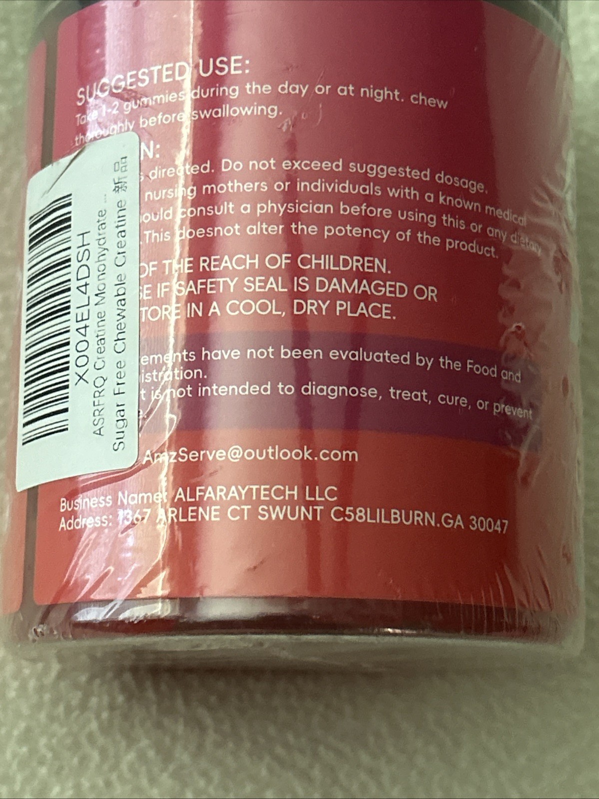 Creatine Monohydrate 7200mg Gummy 120 Count Gummies Sugar Free Expires 10/9/26