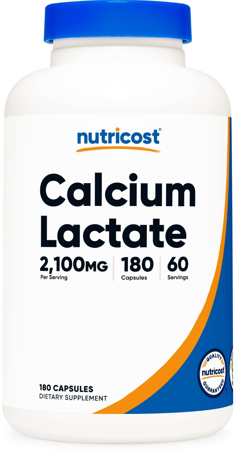 Nutricost Calcium Lactate, 180 Capsules, 60 Servings, 2100mg Calcium Lactate
